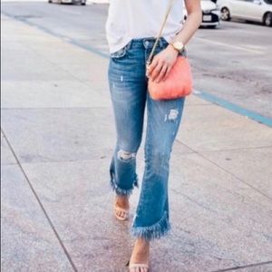 Zara fashion jeans with fringe and holes